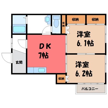 鹿沼駅 徒歩18分 1階の物件間取画像